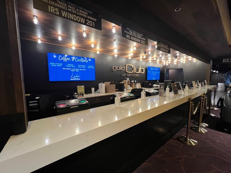 Wood-look wall treatment at a commercial service counter in Seabrook, NH